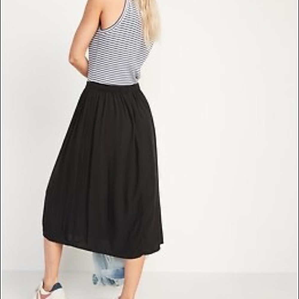 High waisted midi swing skirt